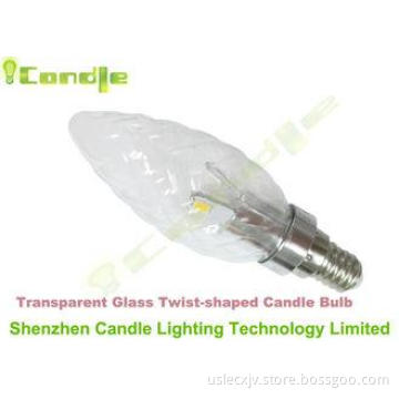 Clear Glass 220v Led Candle Lamp 3w E14 4000k , LED Light B